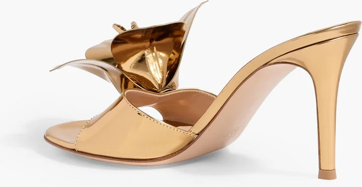 Lucilla floral-appliquéd mirrored-leather mules - Image 3