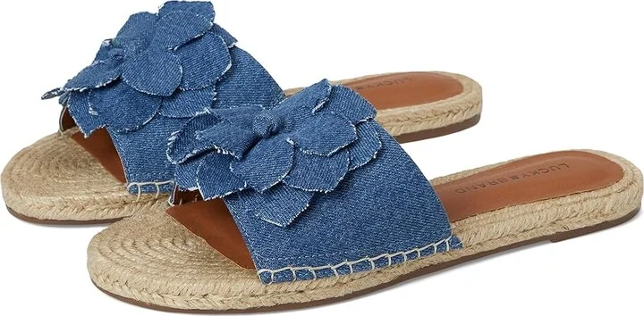 Lucky Brand Biricha Floral Flat Sandals Women's Sandals Medium : 5.5 B - Medium, Leather