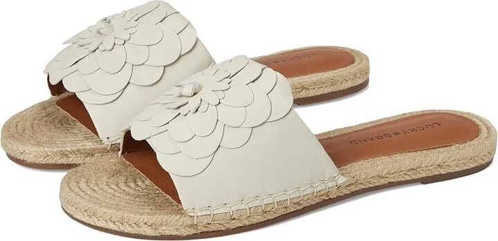 Lucky Brand Biricha Floral Flat Sandals Women's Sandals Tusk : 5.5 B - Medium, Leather