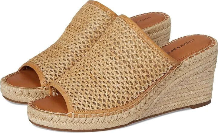 Lucky Brand Cabriah Woven Espadrille Wedge Sandal Women's Sandals Tan B : 7 B - Medium, Rubber