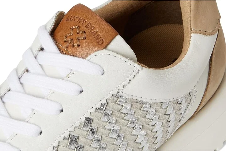 Lucky Brand Deva Woven Leather Sneaker Women's Shoes White : 5.5 B - Medium - Image 7