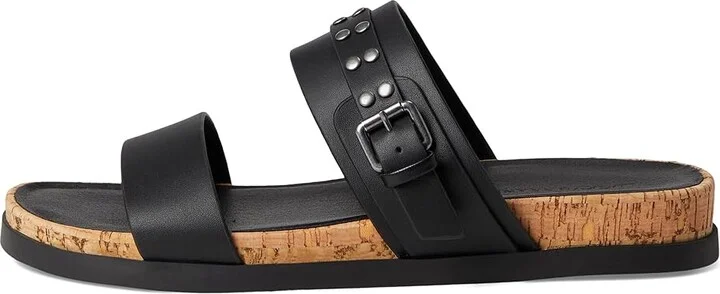 Lucky Brand Dineesa Studded Two Band Flat Sandals Women's Sandals Black : 6 B - Medium, Leather - Image 6