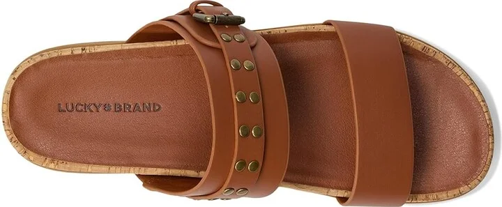 Lucky Brand Dineesa Studded Two Band Flat Sandals Women's Sandals Conger : 12 B - Medium, Leather - Image 2