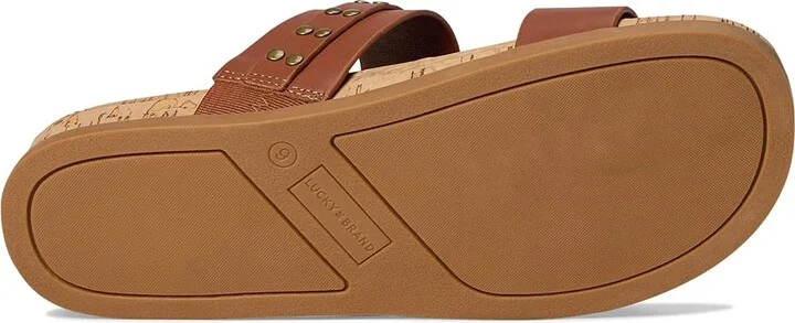 Lucky Brand Dineesa Studded Two Band Flat Sandals Women's Sandals Conger : 12 B - Medium, Leather - Image 3