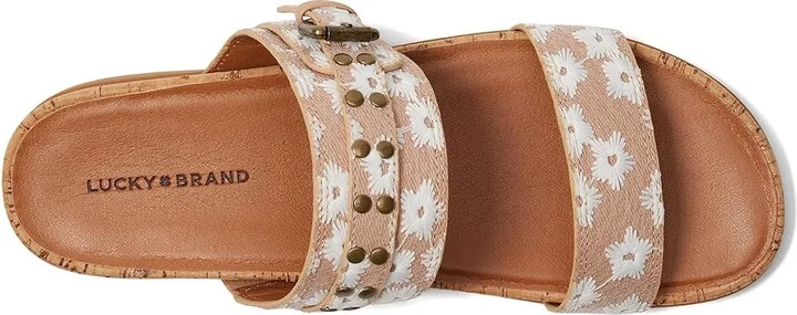 Lucky Brand Dineesa Studded Two Band Flat Sandals Women's Sandals Natural : 6.5 B - Medium, Leather - Image 2