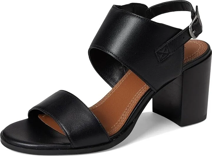 Lucky Brand Dinzin Double Band Heeled Sandals Women's Sandals Black : 5 B - Medium, Leather - Image 5
