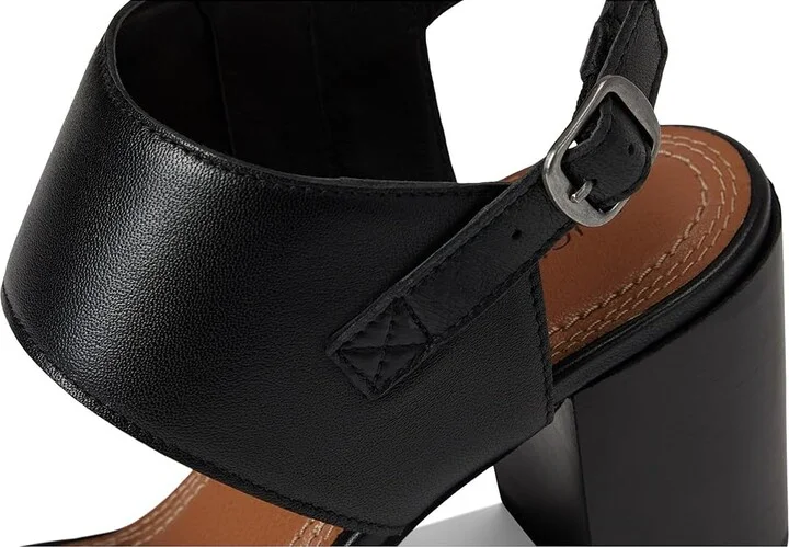 Lucky Brand Dinzin Double Band Heeled Sandals Women's Sandals Black : 5 B - Medium, Leather - Image 7
