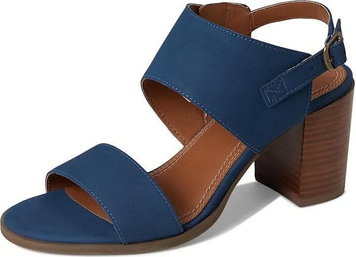 Lucky Brand Dinzin Double Band Heeled Sandals Women's Sandals Dark Chambray : 10 B - Medium, Leather - Image 5