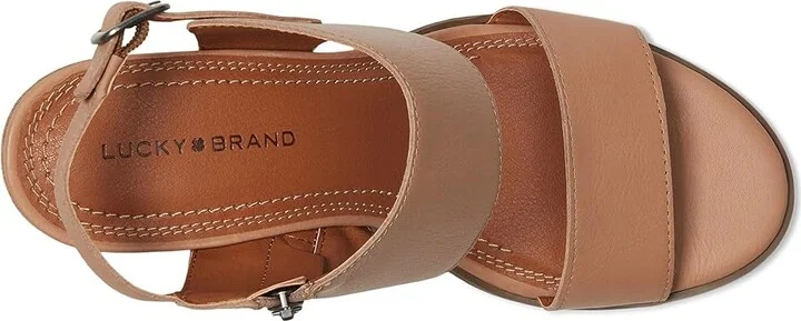 Lucky Brand Dinzin Double Band Heeled Sandals Women's Sandals Rhodonite/Ecru : 6.5 B - Medium, Leather - Image 2