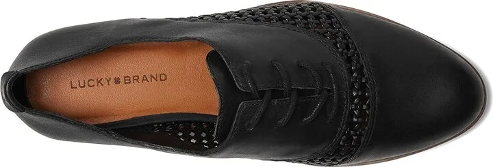 Lucky Brand Elfie Women's Flat Shoes Black : 5 B - Medium, Lace/Leather/Polyester - Image 2