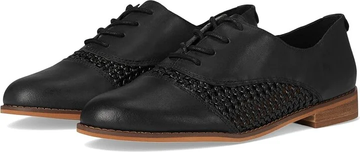 Lucky Brand Elfie Women's Flat Shoes Black : 5 B - Medium, Lace/Leather/Polyester