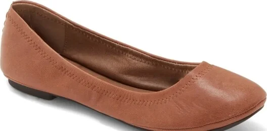 Lucky Brand Emmie Ballet Leather Flats in Bourbon