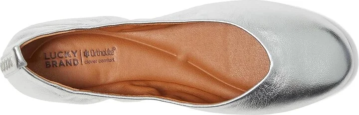 Lucky Brand Emmielou Leather Ballet Flat Women's Flat Shoes Silver : 5.5 B - Medium - Image 2