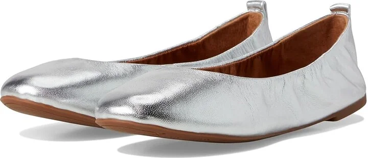 Lucky Brand Emmielou Leather Ballet Flat Women's Flat Shoes Silver : 5.5 B - Medium