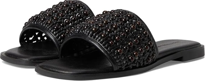 Lucky Brand Gidya Beaded Flat Sandals Women's Sandals Black/Brown : 5.5 B - Medium, Faux Leather/Synthetic