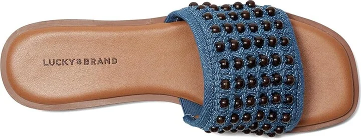 Lucky Brand Gidya Beaded Flat Sandals Women's Sandals Medium/Brown : 8 B - Medium, Faux Leather/Synthetic - Image 2