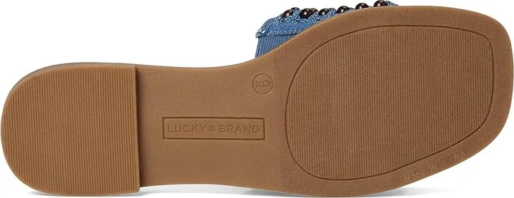 Lucky Brand Gidya Beaded Flat Sandals Women's Sandals Medium/Brown : 8 B - Medium, Faux Leather/Synthetic - Image 3