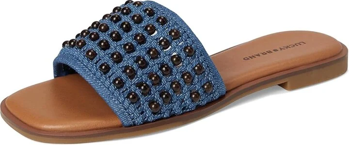 Lucky Brand Gidya Beaded Flat Sandals Women's Sandals Medium/Brown : 8 B - Medium, Faux Leather/Synthetic - Image 5