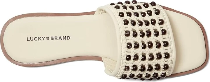 Lucky Brand Gidya Beaded Flat Sandals Women's Sandals Parchment/Brown : 9.5 B - Medium, Faux Leather/Synthetic - Image 2