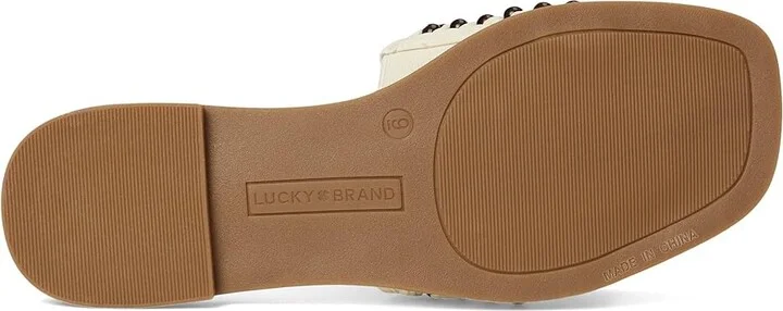 Lucky Brand Gidya Beaded Flat Sandals Women's Sandals Parchment/Brown : 9.5 B - Medium, Faux Leather/Synthetic - Image 3