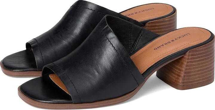 Lucky Brand Jamira Asymmetrical Mule Women's Sandals Black : 6 B - Medium, Leather