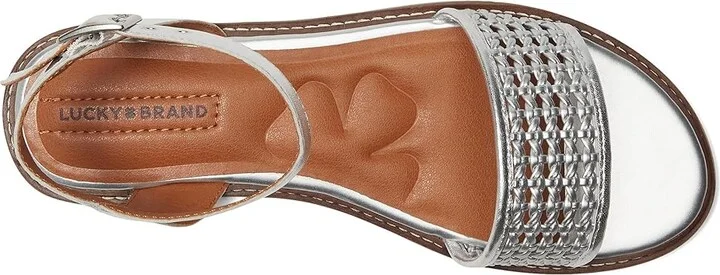 Lucky Brand Kimaya Ankle Strap Sandal Women's Sandals Silver : 8 B - Medium, Synthetic - Image 2