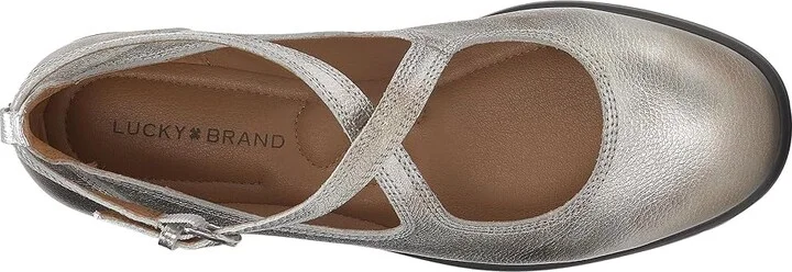 Lucky Brand Necia Women's Flat Shoes Silver : 10 B - Medium, Leather/Rubber - Image 2