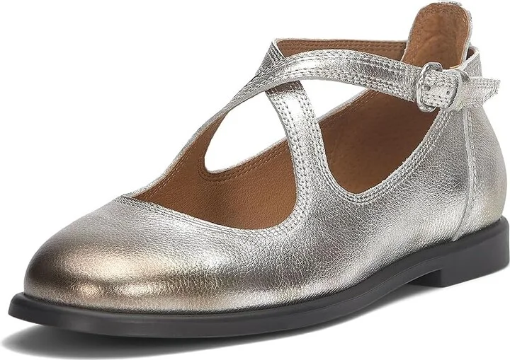 Lucky Brand Necia Women's Flat Shoes Silver : 10 B - Medium, Leather/Rubber - Image 5