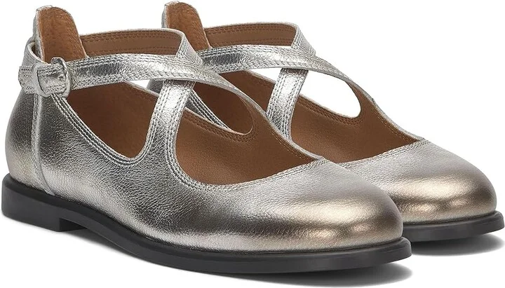 Lucky Brand Necia Women's Flat Shoes Silver : 10 B - Medium, Leather/Rubber