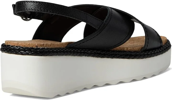 Lucky Brand Pebina Cross Band Wedge Sandals Women's Sandals Black : 9.5 B - Medium, Leather - Image 4