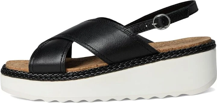 Lucky Brand Pebina Cross Band Wedge Sandals Women's Sandals Black : 9.5 B - Medium, Leather - Image 6