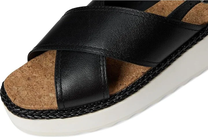 Lucky Brand Pebina Cross Band Wedge Sandals Women's Sandals Black : 9.5 B - Medium, Leather - Image 7