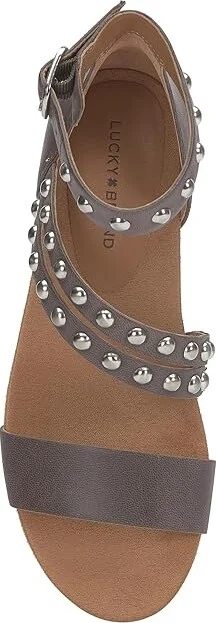 Lucky Brand Piah Studded Heeled Sandal Women's Sandals Chocolate : 8 B - Medium, Leather - Image 2