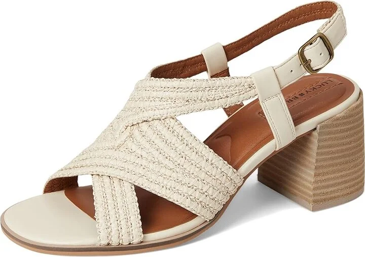 Lucky Brand Sasina Cut Out Heeled Sandals Women's Sandals Parchment : 8.5 B - Medium, Synthetic - Image 5