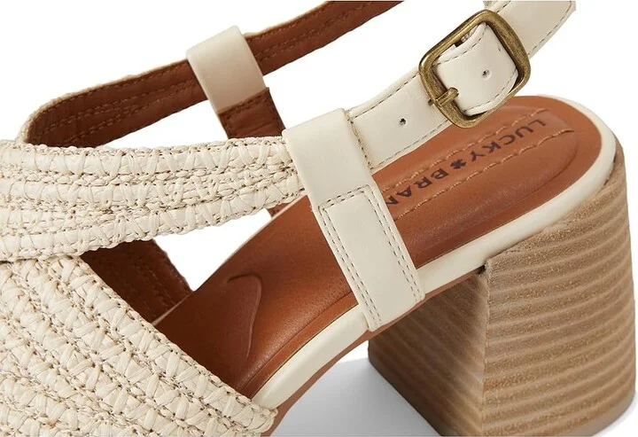 Lucky Brand Sasina Cut Out Heeled Sandals Women's Sandals Parchment : 8.5 B - Medium, Synthetic - Image 7