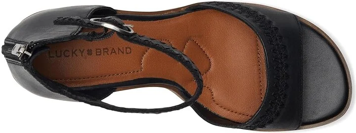 Lucky Brand Shivona Stitched Heeled Sandal Women's Sandals Black : 5.5 B - Medium, Leather - Image 2