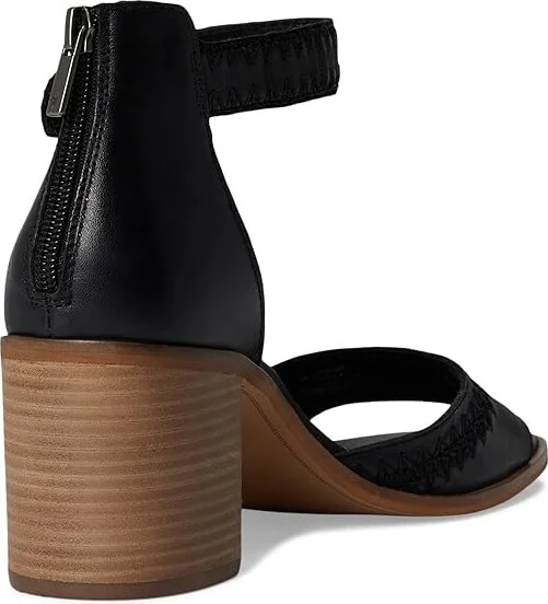 Lucky Brand Shivona Stitched Heeled Sandal Women's Sandals Black : 5.5 B - Medium, Leather - Image 4