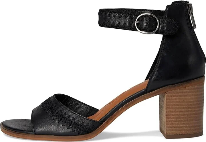 Lucky Brand Shivona Stitched Heeled Sandal Women's Sandals Black : 5.5 B - Medium, Leather - Image 6