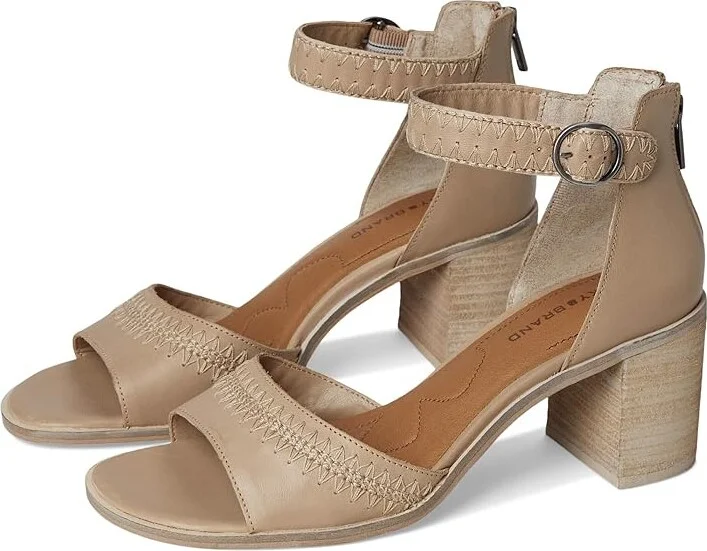 Lucky Brand Shivona Stitched Heeled Sandal Women's Sandals Smoke Grey : 7 B - Medium, Leather