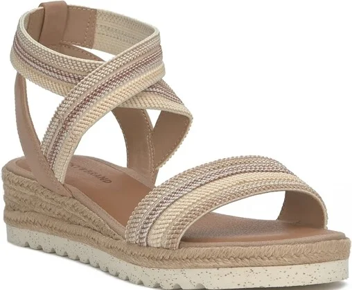 Lucky Brand Thimba Cross Strap Espadrille Sandal - Women's Accessories Shoes Sandals in Medium Light Beige