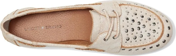 Lucky Brand Timini Studded Loafer Women's Flat Shoes White : 5 B - Medium, Leather - Image 2