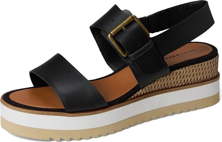 Lucky Brand Turoma Platform Wedge Sandals Women's Sandals Black : 6 B - Medium, Synthetic - Image 5