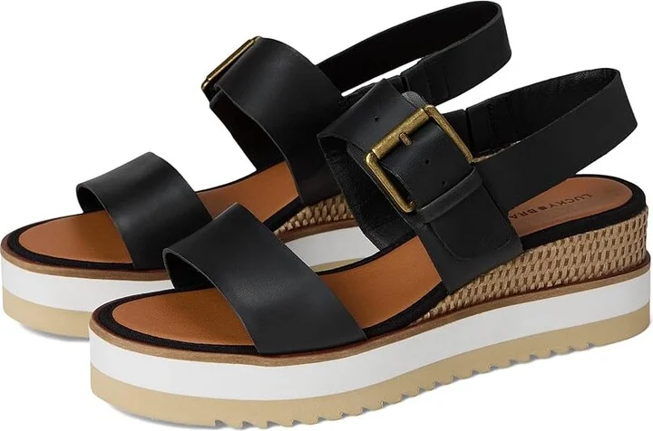 Lucky Brand Turoma Platform Wedge Sandals Women's Sandals Black : 6 B - Medium, Synthetic