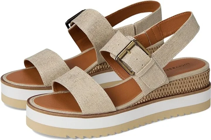 Lucky Brand Turoma Platform Wedge Sandals Women's Sandals Natural/Platinum : 11 B - Medium, Synthetic