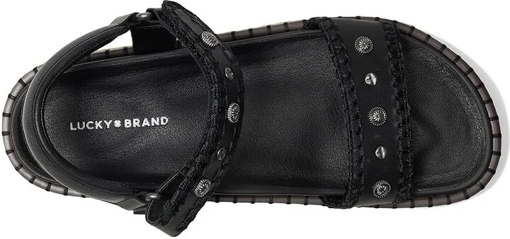 Lucky Brand Ullani Studded Platform Sandal Women's Sandals Black : 9 B - Medium, Leather - Image 2