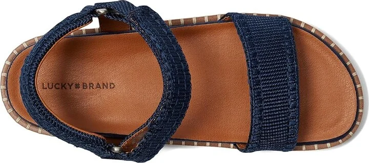 Lucky Brand Ullaniah Platform Ankle Strap Sandals Women's Sandals Dark Chambray : 9 B - Medium, Textile - Image 2