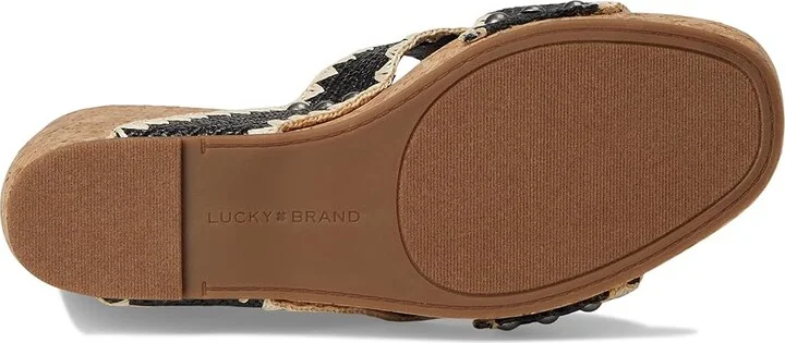 Lucky Brand Vickta Woven Band Cork Wedge Sandals Women's Sandals Black : 11 B - Medium, Synthetic - Image 3