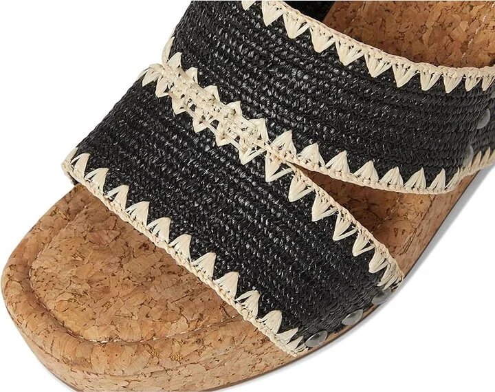 Lucky Brand Vickta Woven Band Cork Wedge Sandals Women's Sandals Black : 11 B - Medium, Synthetic - Image 7