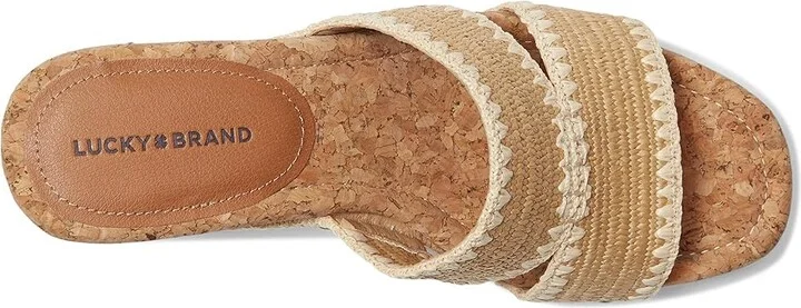 Lucky Brand Vickta Woven Band Cork Wedge Sandals Women's Sandals Dark Natural : 9 B - Medium, Synthetic - Image 2