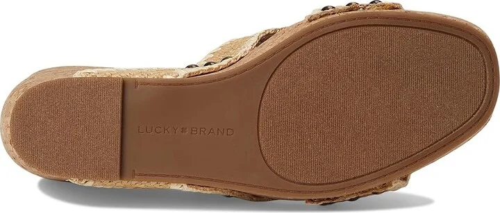 Lucky Brand Vickta Woven Band Cork Wedge Sandals Women's Sandals Dark Natural : 9 B - Medium, Synthetic - Image 3